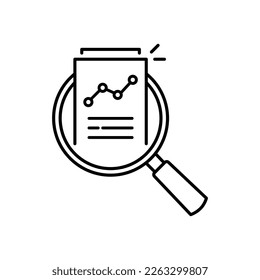 audit and data analysis icon like thin line assesment. linear trend graphic stroke design lineart logotype web element isolated on white. concept of key performance indicator or business visualisation