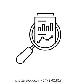 Audit- und Datenanalysesymbol wie Thin Line Assessment. Lineares Trendgrafik-Strichdesign Lineart-LogoTyp-Web-Element isoliert auf Weiß. Schlüsselkonzept