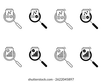 Audit and Data Analysis Icon set. Audit and Data Analysis Vector Icon in line style design. Audit and Data Analysis Symbol on white background . Vector illustration.