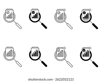 Ícone Auditoria e Análise de Dados. Símbolo de Auditoria e Análise de Dados para design da Web e aplicativo móvel. Logotipo de linha de Auditoria e Análise de Dados no plano de fundo branco. Ilustração vetorial.