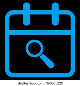 Audit Date vector icon. Style is flat symbol, blue color, rounded angles, black background.