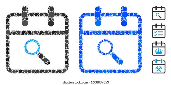 Audit day mosaic of circle elements in variable sizes and color hues, based on audit day icon. Vector circle elements are organized into blue composition.