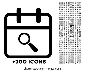 Audit Day vector icon with additional 300 date and time management pictograms. Style is flat symbols, black color, rounded angles, white background.