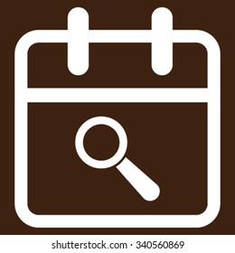 Audit Day vector icon. Style is flat symbol, white color, rounded angles, brown background.