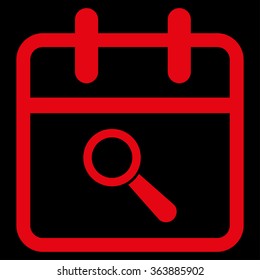 Audit Day vector icon. Style is flat symbol, red color, rounded angles, black background.