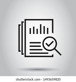 Audit document icon in flat style. Result report vector illustration on isolated background. Verification control business concept.