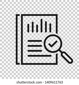 Audit document icon in transparent style. Result report vector illustration on isolated background. Verification control business concept.