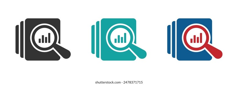 Audit document vector icons. Result report vector illustrations