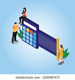 Audit financial reports with latest accounting software 3d isometric vector illustration concept for banner, website, landing page, ads, flyer template