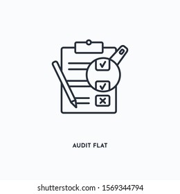 Audit flat outline icon. Simple linear element illustration. Isolated line Audit flat icon on white background. Thin stroke sign can be used for web, mobile and UI.