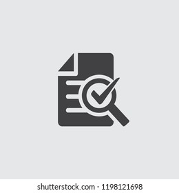 Audit icon in black on a gray background. Vector illustration.