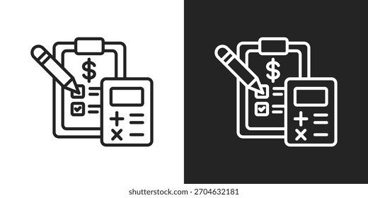 Icono de auditoría en estilo de línea en blanco y negro
