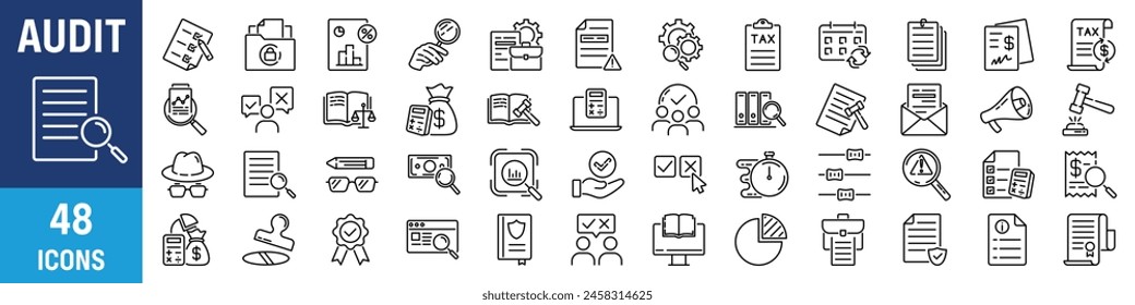 Audit icon. Business audit icon set. Linear style.