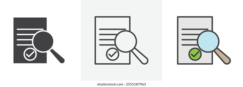 Audit icon collection in black and colored style.