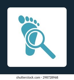 Audit icon from Commerce Buttons OverColor Set. Vector style is blue and white colors, flat square rounded button, dark blue background.