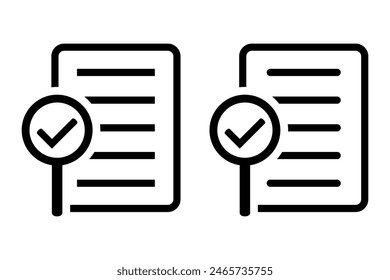 Audit icon. Document icon with magnifying glass and check mar