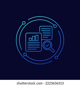 audit icon with documents, linear design