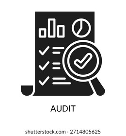 Ilustração de vetor de glifos de ícones de auditoria