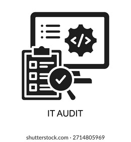 Ilustração de vetor de glifos de ícones de Auditoria de Ti