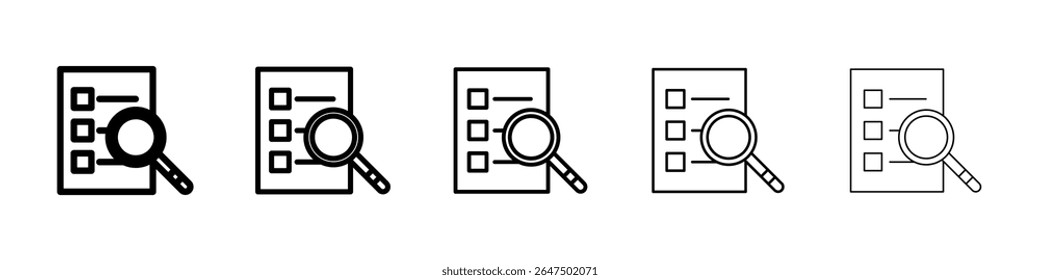 Ícone de auditoria do conjunto de gráficos. estilo de linha de traçado moderno