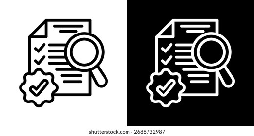 Icono de auditoría de la línea de Ilustración vectorial de estilo blanco y negro
