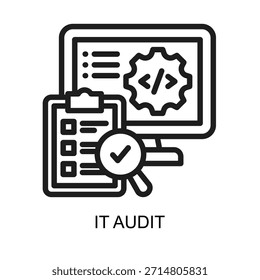 Ilustração de vetor de linha de ícone de Auditoria de Ti
