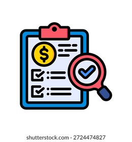 Ilustração do vetor de cor linear do ícone de auditoria