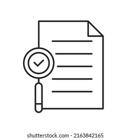 Audit icon outline style, document checking icon