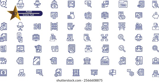 Audit icon set. Accounting line icons collection.