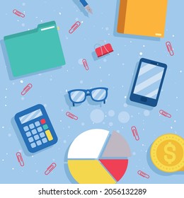 audit icon set on blue background