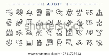Audit icon set. Thin linear style icons. Editable vector. Graph modern icon set. Includes symbols for finance, assessment, check, document, graph, magnify and more.