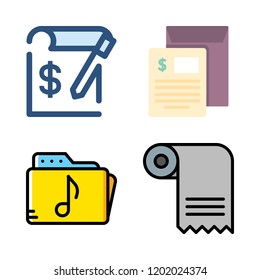 audit icon set. vector set about music folder and invoice icons set.