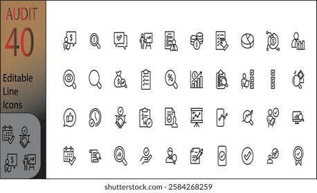 audit icon set vector eps