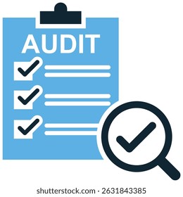 Audit icon vector for financial check, verification, and compliance review. Ideal for accounting, internal control, report validation, and corporate transparency visuals.