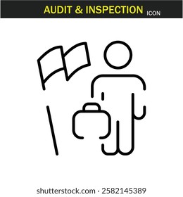 Audit and inspection outline stroke icon.editable stroke icon. Examination, testing, quality control, check, inspect, collection etc. Vector illustration. EPS10