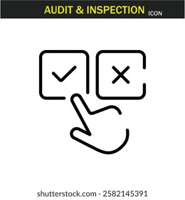 Audit and inspection outline stroke icon.editable stroke icon. Examination, testing, quality control, check, inspect, collection etc. Vector illustration. EPS10