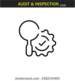 Audit and inspection outline stroke icon.editable stroke icon. Examination, testing, quality control, check, inspect, collection etc. Vector illustration. EPS10