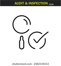 Audit and inspection outline stroke icon.editable stroke icon. Examination, testing, quality control, check, inspect, collection etc. Vector illustration. EPS10