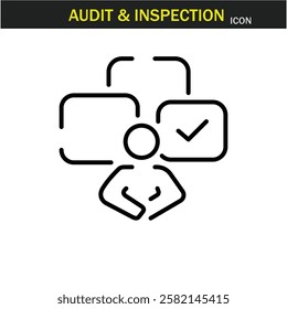 Audit and inspection outline stroke icon.editable stroke icon. Examination, testing, quality control, check, inspect, collection etc. Vector illustration. EPS10