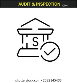 Audit and inspection outline stroke icon.editable stroke icon. Examination, testing, quality control, check, inspect, collection etc. Vector illustration. EPS10