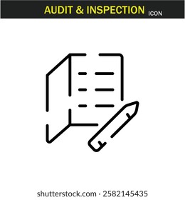 Audit and inspection outline stroke icon.editable stroke icon. Examination, testing, quality control, check, inspect, collection etc. Vector illustration. EPS10