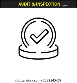 Audit and inspection outline stroke icon.editable stroke icon. Examination, testing, quality control, check, inspect, collection etc. Vector illustration. EPS10