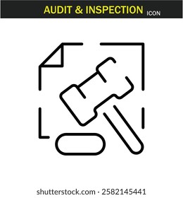 Audit and inspection outline stroke icon.editable stroke icon. Examination, testing, quality control, check, inspect, collection etc. Vector illustration. EPS10