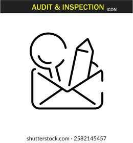 Audit and inspection outline stroke icon.editable stroke icon. Examination, testing, quality control, check, inspect, collection etc. Vector illustration. EPS10