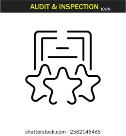 Audit and inspection outline stroke icon.editable stroke icon. Examination, testing, quality control, check, inspect, collection etc. Vector illustration. EPS10