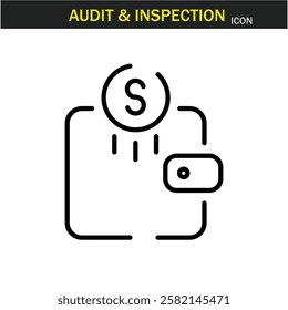 Audit and inspection outline stroke icon.editable stroke icon. Examination, testing, quality control, check, inspect, collection etc. Vector illustration. EPS10