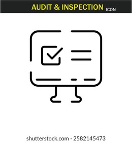 Audit and inspection outline stroke icon.editable stroke icon. Examination, testing, quality control, check, inspect, collection etc. Vector illustration. EPS10