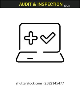 Audit and inspection outline stroke icon.editable stroke icon. Examination, testing, quality control, check, inspect, collection etc. Vector illustration. EPS10