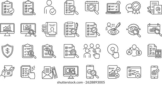 Audit Line Editable Icons set 