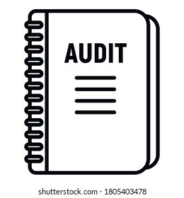 Audit notebook icon. Outline audit notebook vector icon for web design isolated on white background